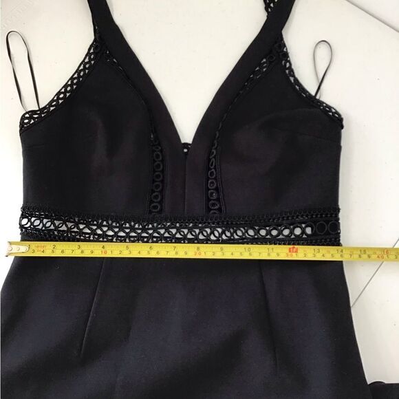 Free People Black Mini Dress Iris Crochet Trim Mini Dress New Size 8 - Picture 10 of 16